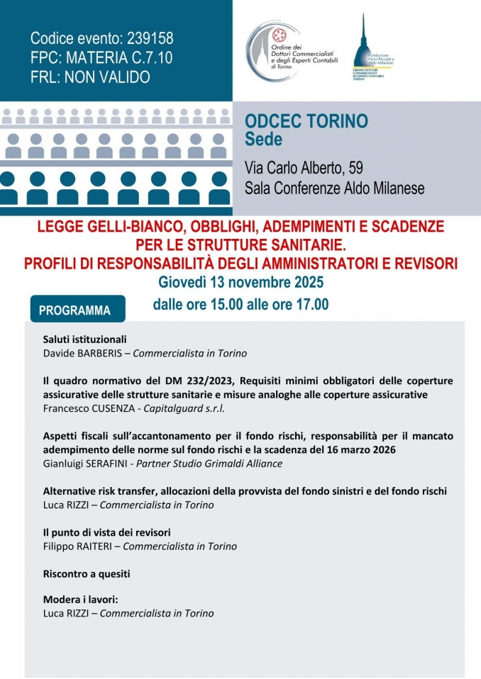 LEGGE GELLI-BIANCO, OBBLIGHI, ADEMPIMENTI, SCADENZE   PER LE STRUTTURE SANITARIE - LUCA  RIZZI  - rizziconsulenze